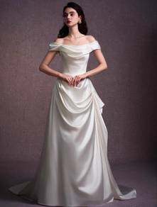 Elegant Off-Shoulder Satin Wedding Dress