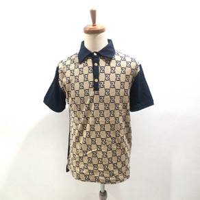 Gucci Navy & Tan GG Monogram Polo Shirt