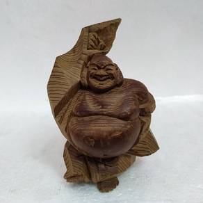 Vintage Carved Wood HAPPY BUDDHA