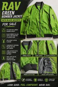 RAV Green Bomber Jacket with Black Accents 