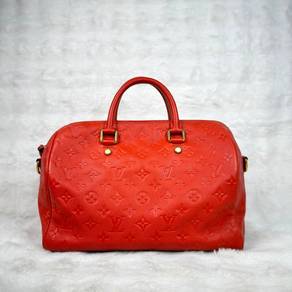 LV Speedy 30 Monogram Empreinte in Orangish Red