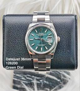 Rolex Datejust 36mm 126200 mint green oyster