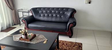 3+1 seater sofa.wood and lather