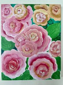 Hand-painted art of roses