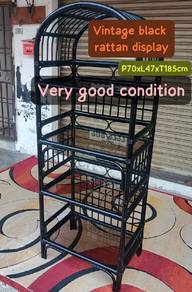 Vintage black rattan display