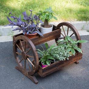 Wheel Design Roda Plant Flower Stand Bunga Pot