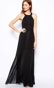 Black prom dinner maxi dress gown RBP0203