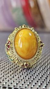 Vintage Filigree Butterscotch Amber Cabochon Ring