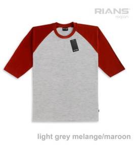 T-shirt raglan light grey melange - maroon