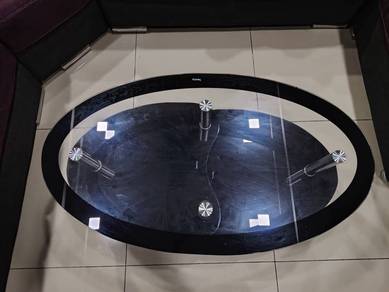 Oval Shaped Tempered Glass Coffee Table