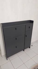 Dark Grey Shoe Cabinet with Storage
