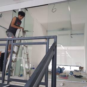 KACA DINDING l glass wall install 12mm l tempered