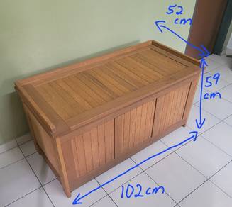 (NEW) MERANTI Wood Storage Box Chest Patio Bench 