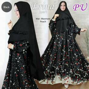 Erina syari dress long sleeve Muslimah red black