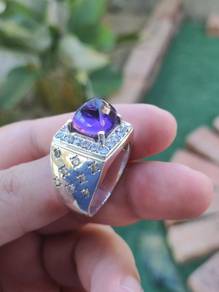 Cincin Perak Kecubung Asli Sugarloaf Like New