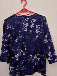 Navy Blue Floral Top