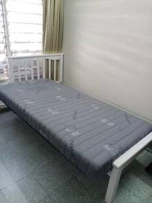 White Single Bed Frame with Aloe Vera Mattress