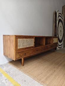 Teak Rattan Tv Console
