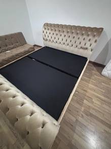Modern King Bed with Wingback Headboard