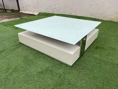 YE77A Meja Kopi Kaca Empat Segi 100cm Coffee Table