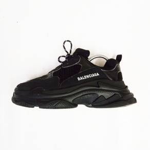 Balenciaga Black Nylon and Suede Triple S Sneakers