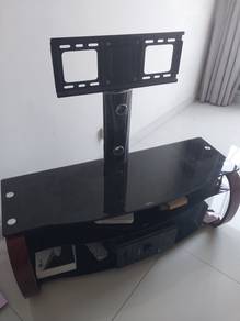 Black Glass TV Stand with Swivel Mount