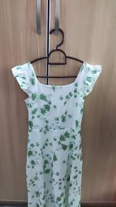 White Dress (with green floral pattern)