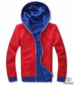 3434 DUAL SIDE RED HOODIE FULL HEAD ZiP-UP SWEATER