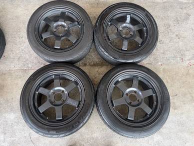 Rim te37 thailand gloss grey 15 inch alza myvi ek