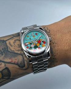 Custom Seiko Mod 36mm Turquoise Green Celebration