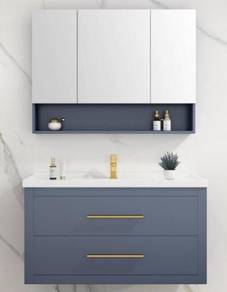 Toilet cabinet bathroom tandas mirror cermin shelf