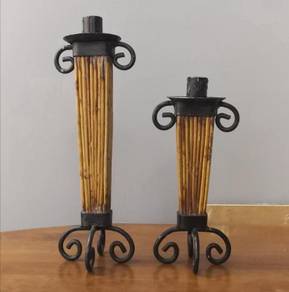 Candle holder iron wicker 2