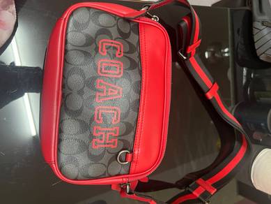 Brand New COACH Red Black Signature Crossbody Bag