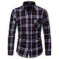 7311 Black Plaid Long Sleeved Shirt Kemeja Hitam