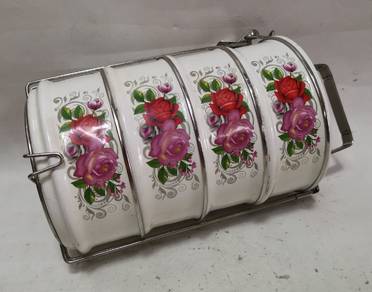 Vintage Floral Islamic 4 Compartment Porcelain Ena