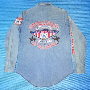Vtg 1994 Wrangler Rodeo NFR Pearl Snap Long Sleeve
