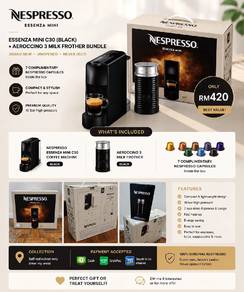 Brand new-Nespresso Essenza Mini C30 + Aeroccino 3