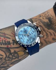 Custom Seiko Mod 39.5mm Ice Blue Arabic Daytona