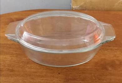 Mangkuk pyrex clear glass oval bowl