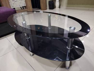 Oval shape Coffee Table Tempered Glass 