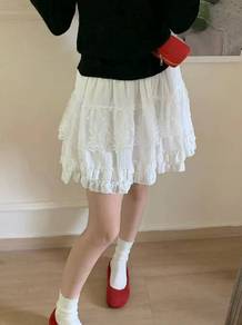 2026白色纱设计质感~短裤裙防走光显瘦欧货 skirt