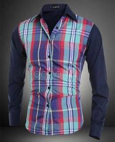2643 BLUE GREEN SHiRT KEMEJA LENGAN PANJANG 🔥