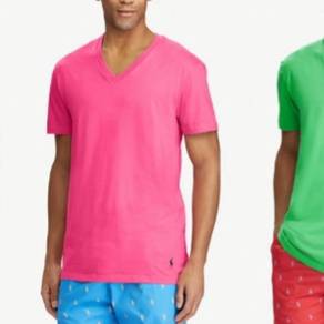 Lauren Men's Pink V-Neck Solid Undershirt Classic