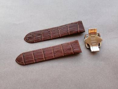 CARTIER SANTOS 23mm Brown Croc Leather Watch Strap