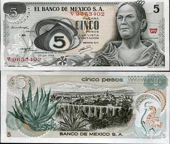 Mexico 5 pesos 1972 p 62 unc