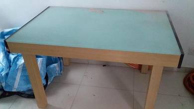 Temper Glass Wooden Table Wt Extension TH796
