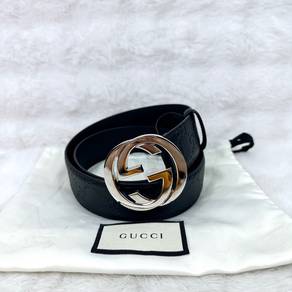 Gucci Guccissima Small Logo Black Belt
