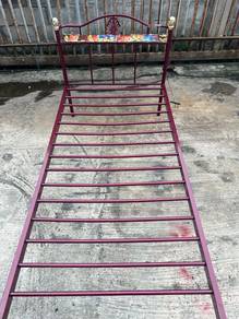 Besi Steel Single Bed Frame With Headboard Shelf