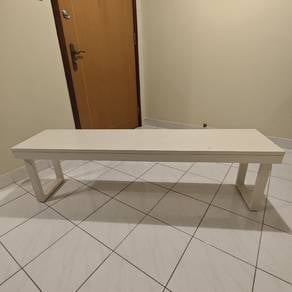 White Wooden Bench with Metal Legs