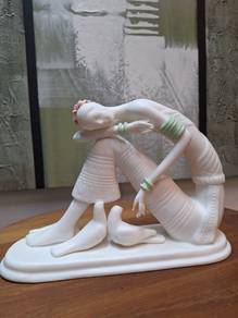 Ceramic Sculpture - A Lady Siting with Doves-1